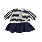 Robe bi-matière rayée et gaze de coton — 9-12 mois