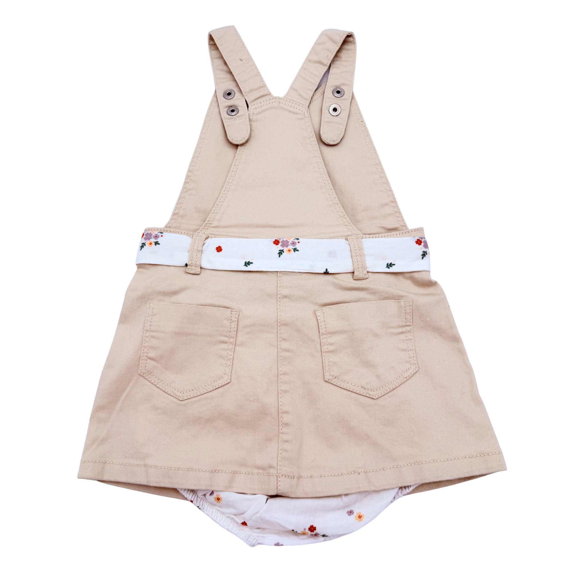 Robe salopette beige fleurie — 12 mois