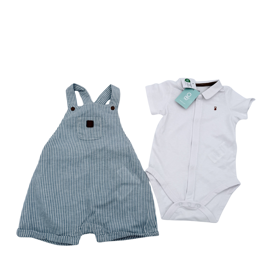 Ensemble salopette short - body - 6 mois