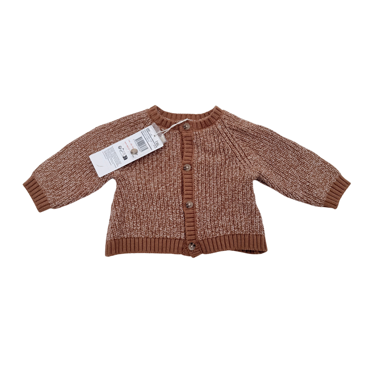 Gilet bébé en maille marron chiné - 1 mois
