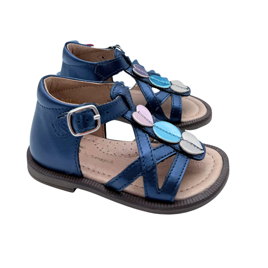 Sandales bleu marine à pastilles multicolores — 21