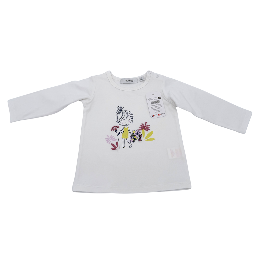 T-shirt blanc manches longues — 6 mois