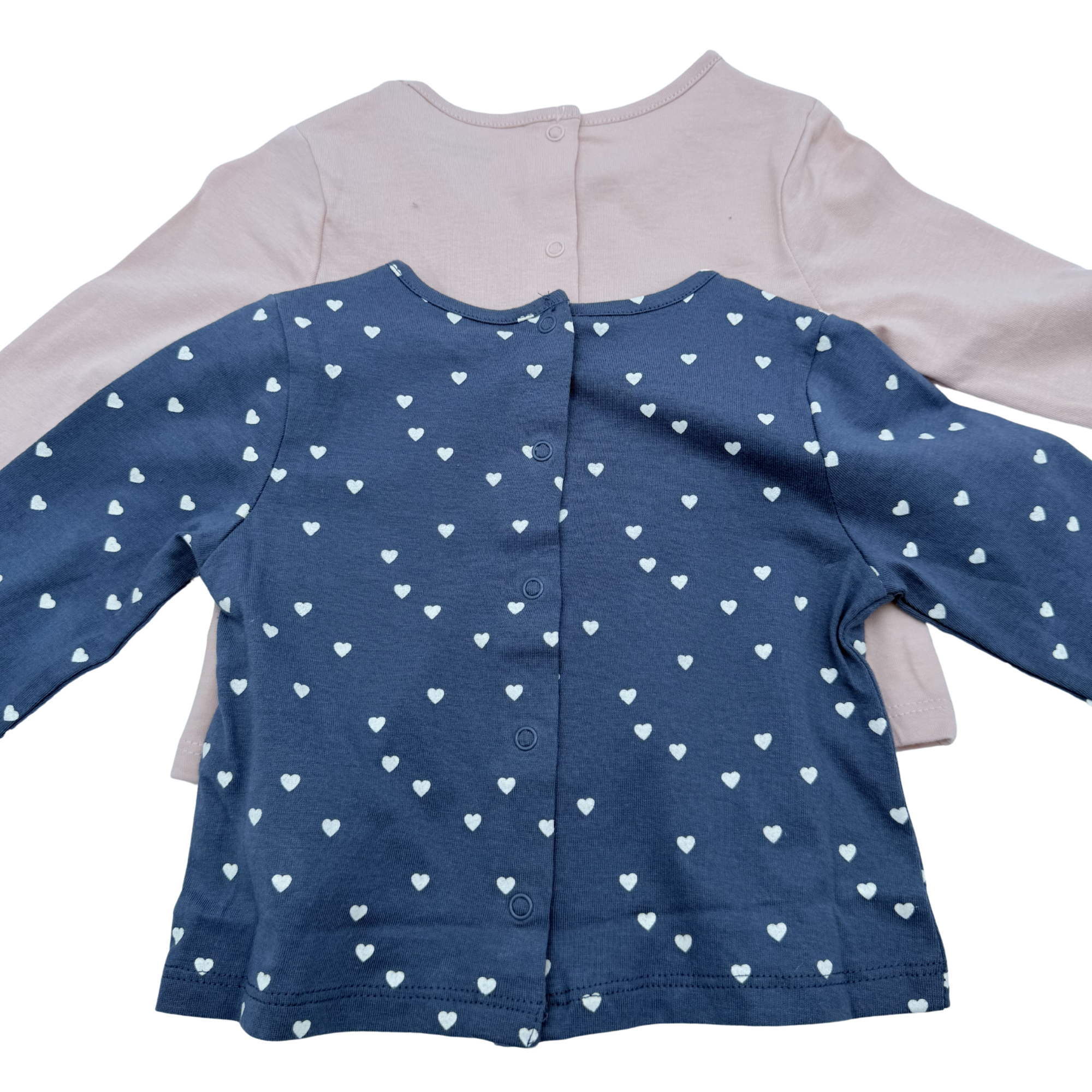 Lot de 2 t-shirts manches longues rose et bleu à imprimés — 6 mois
