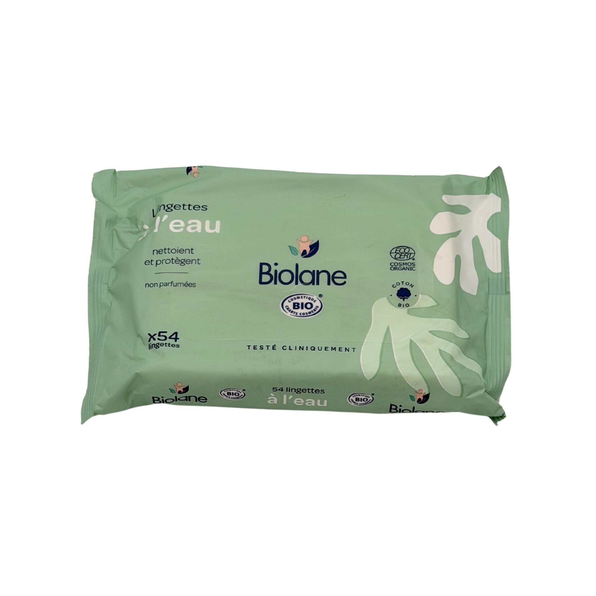 Paquet de 54 lingettes à l'eau biologiques