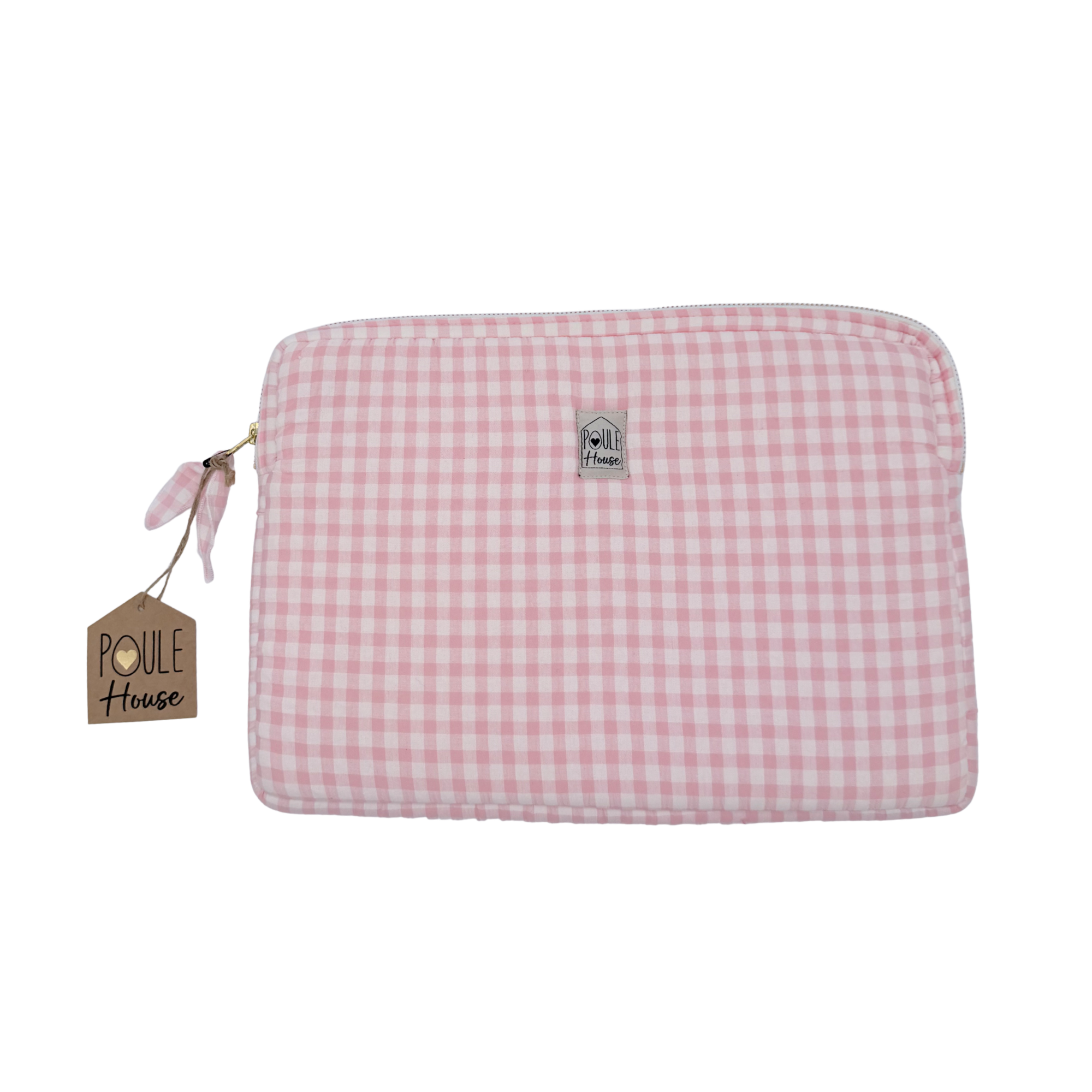 Pochette matelassée vichy rose — Taille L