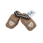 Chaussons bébé en maille beige à motif brodé - 1-6 mois