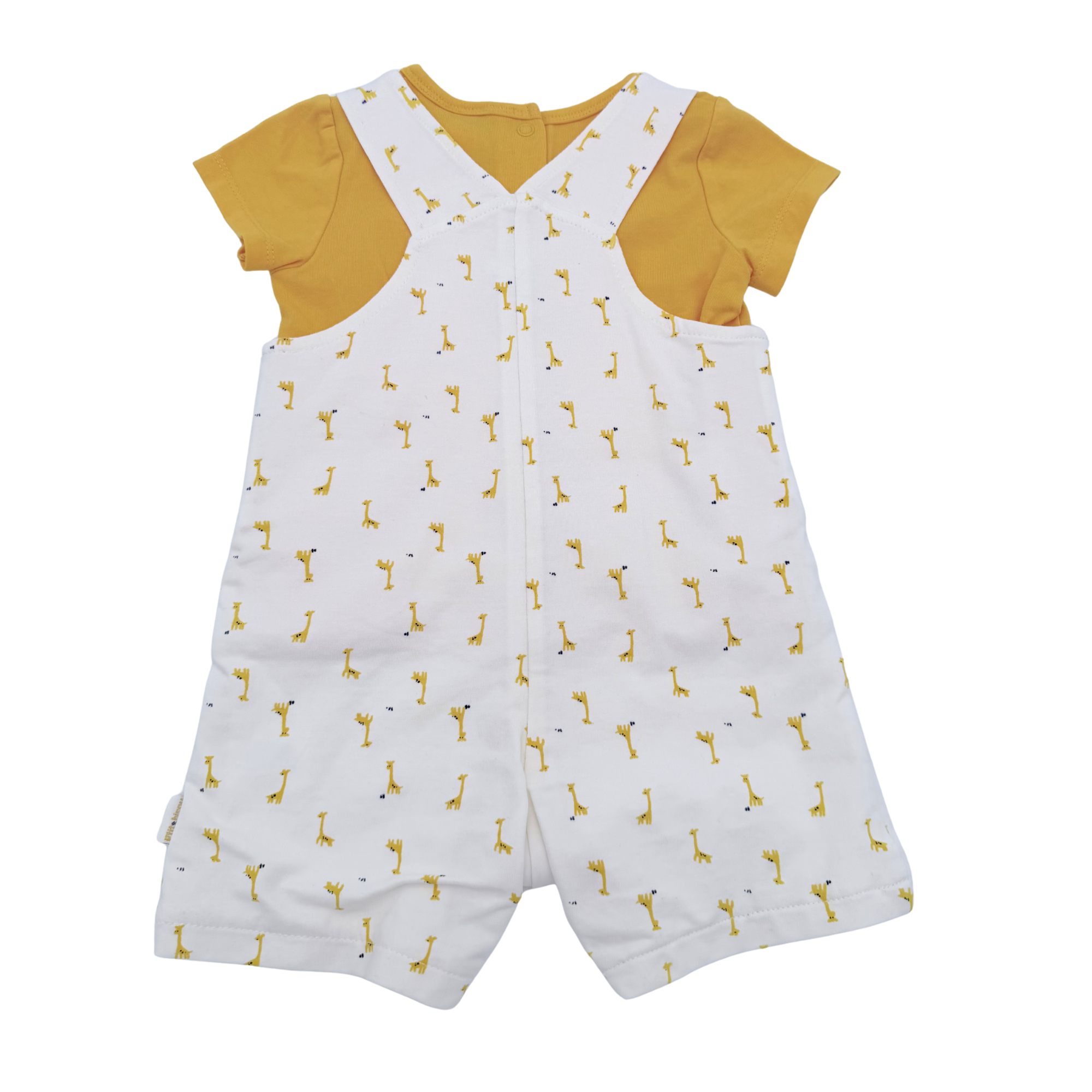 Ensemble salopette short et t-shirt girafes — 6 mois