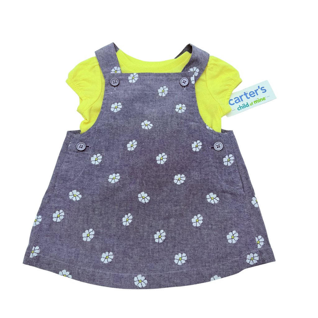 Ensemble robe fleurie et t-shirt jaune — 0-3 mois