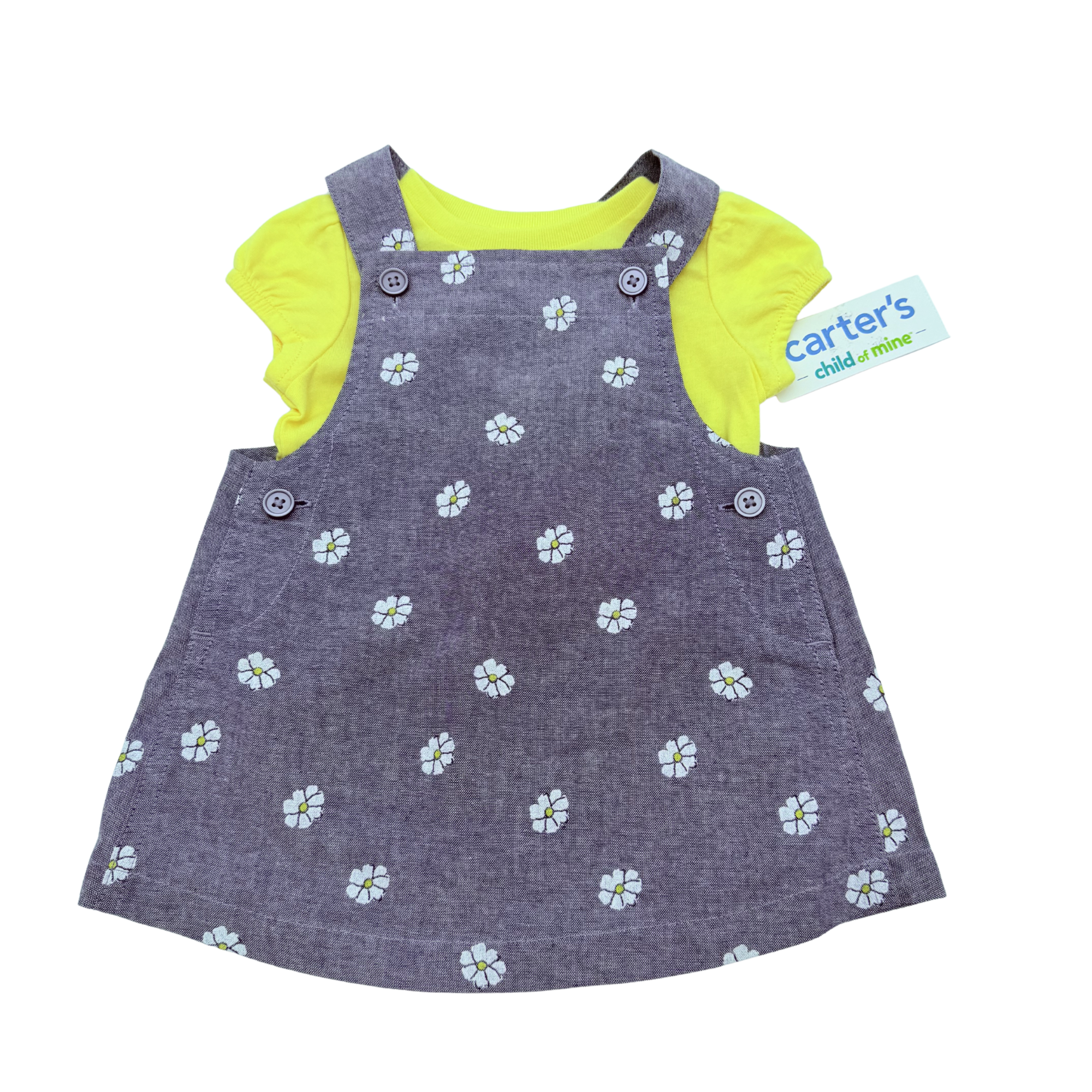 Ensemble robe fleurie et t-shirt jaune — 0-3 mois