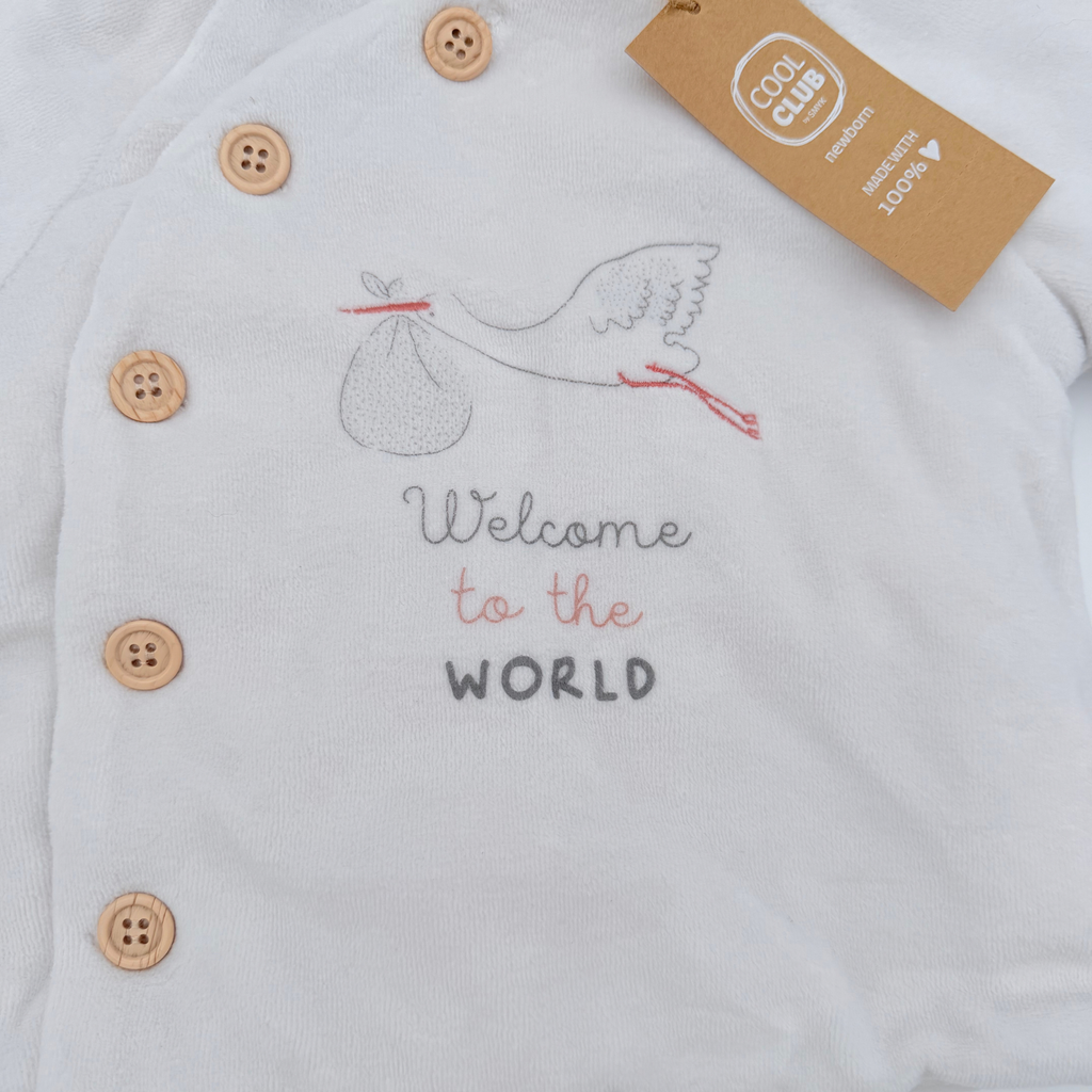 Veste bébé à capuche écrue « Welcome to the World » - 3-6 mois