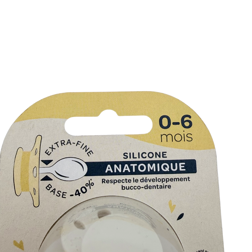 Lot de 2 sucettes silicone anatomique — 0-6 mois