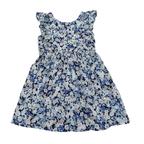 Robe à fleurs bleues à volants — 3-4 ans