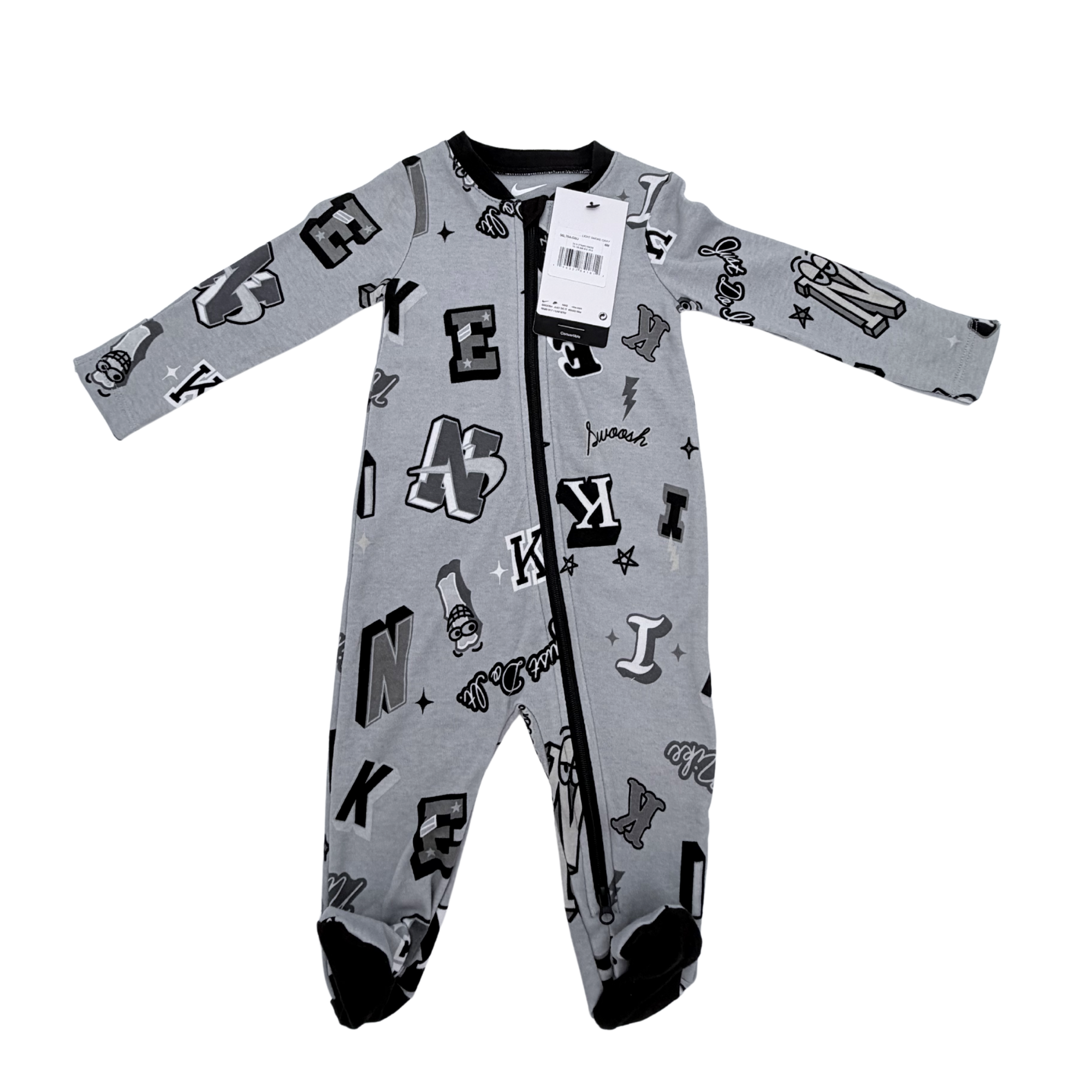 Pyjama gris imprimé graphique — 6 mois