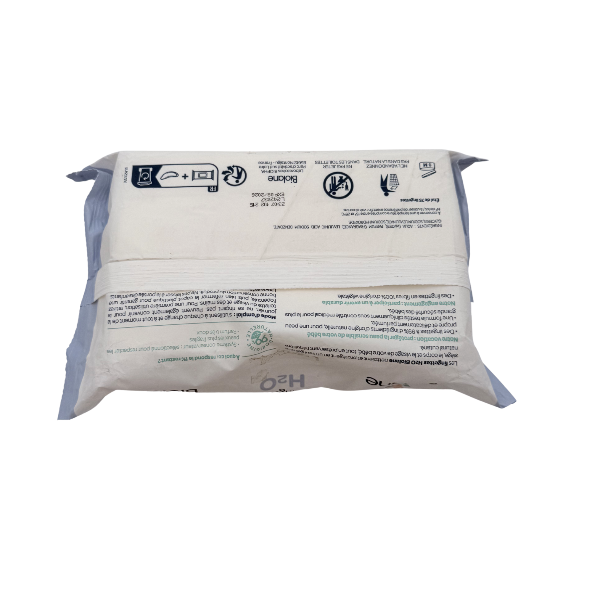 Paquet de 75 lingettes H2O