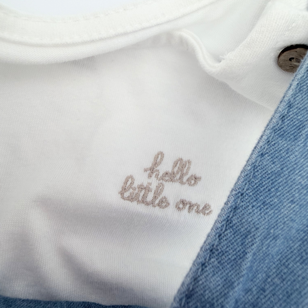 Ensemble salopette jean & body blanc — 3 mois