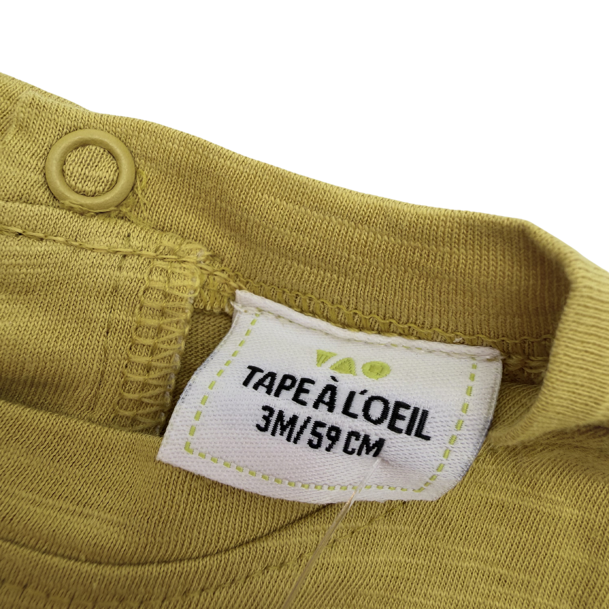 T-shirt kaki « Félin câlin » — 3 mois