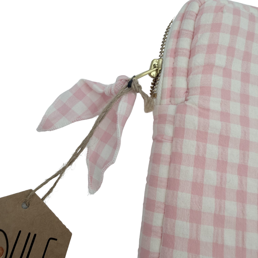 Pochette matelassée vichy rose — Taille L