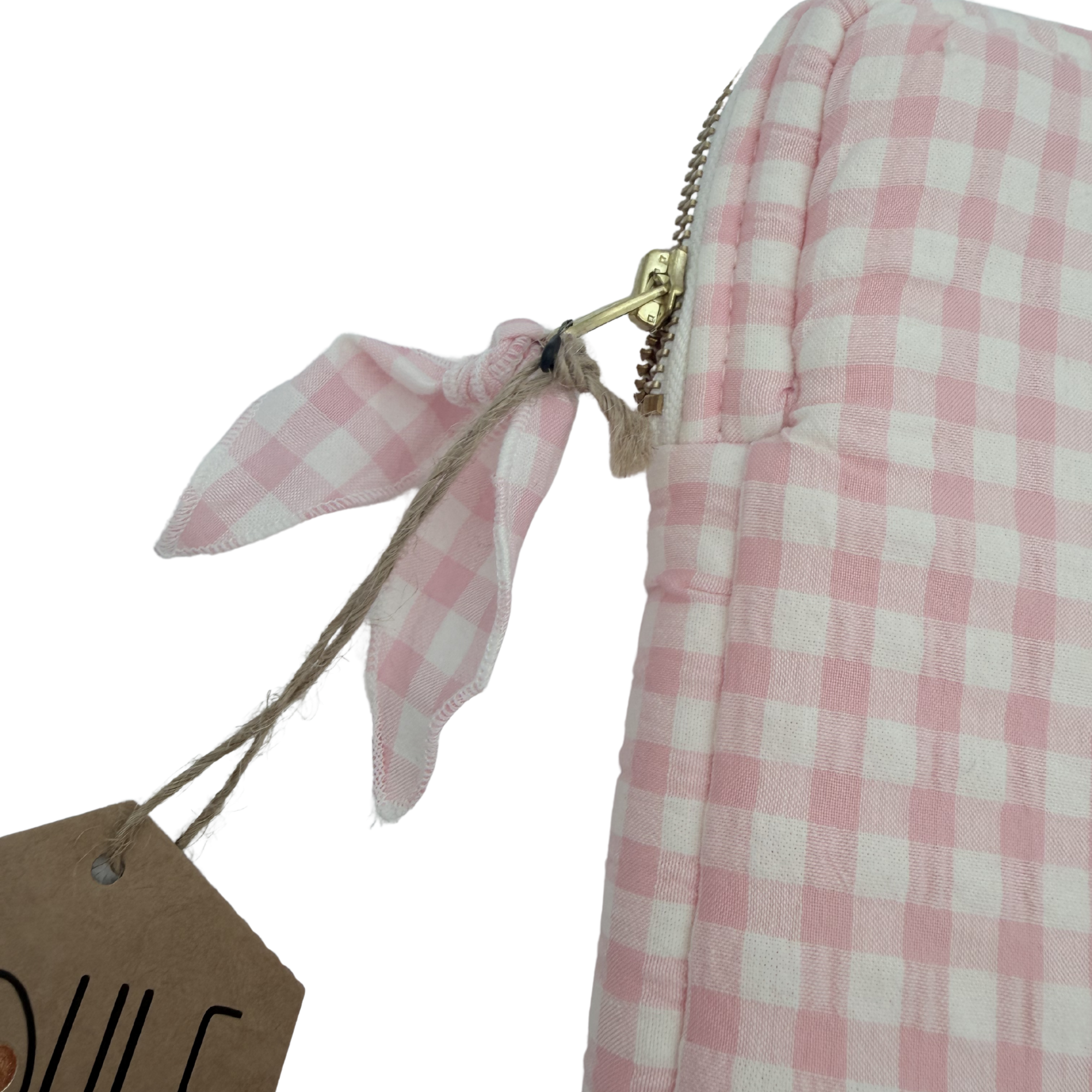 Pochette matelassée vichy rose — Taille L