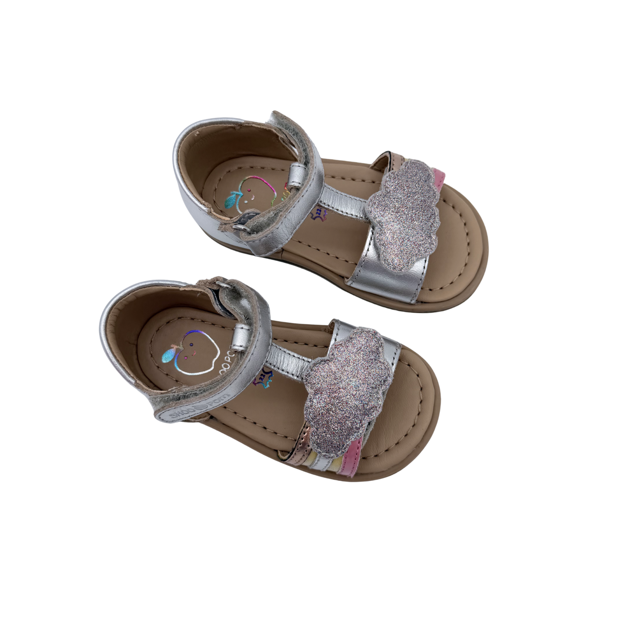 Sandales bébé argentées à nuage pailleté — 22