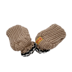 Chaussons bébé en maille beige à motif brodé - 1-6 mois