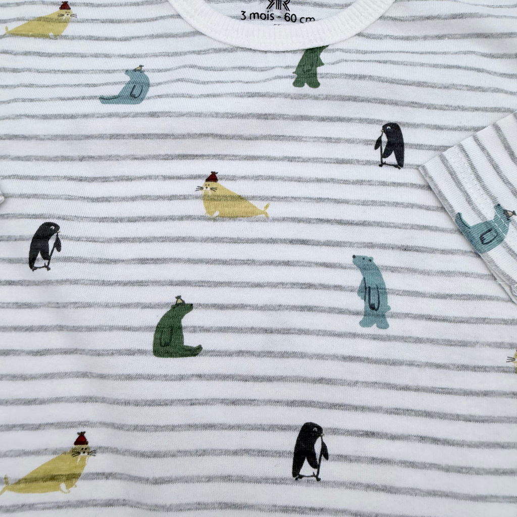 Lot de 2 t-shirts à manches longues motifs animaux - 3 mois