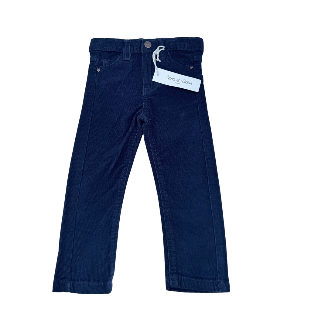Pantalon bleu marine en velours côtelé - 2 ans