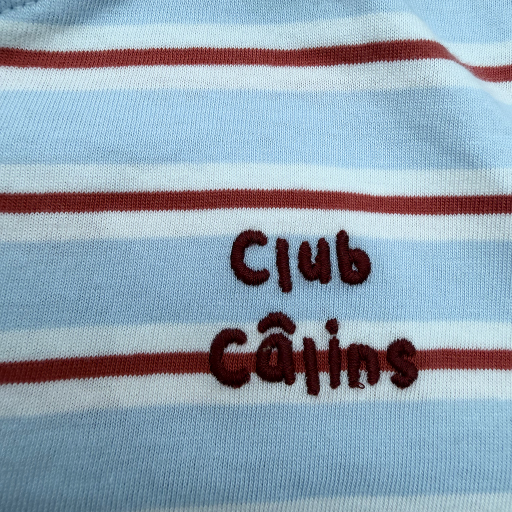 T-shirt rayé « Club Câlins » – 6 mois