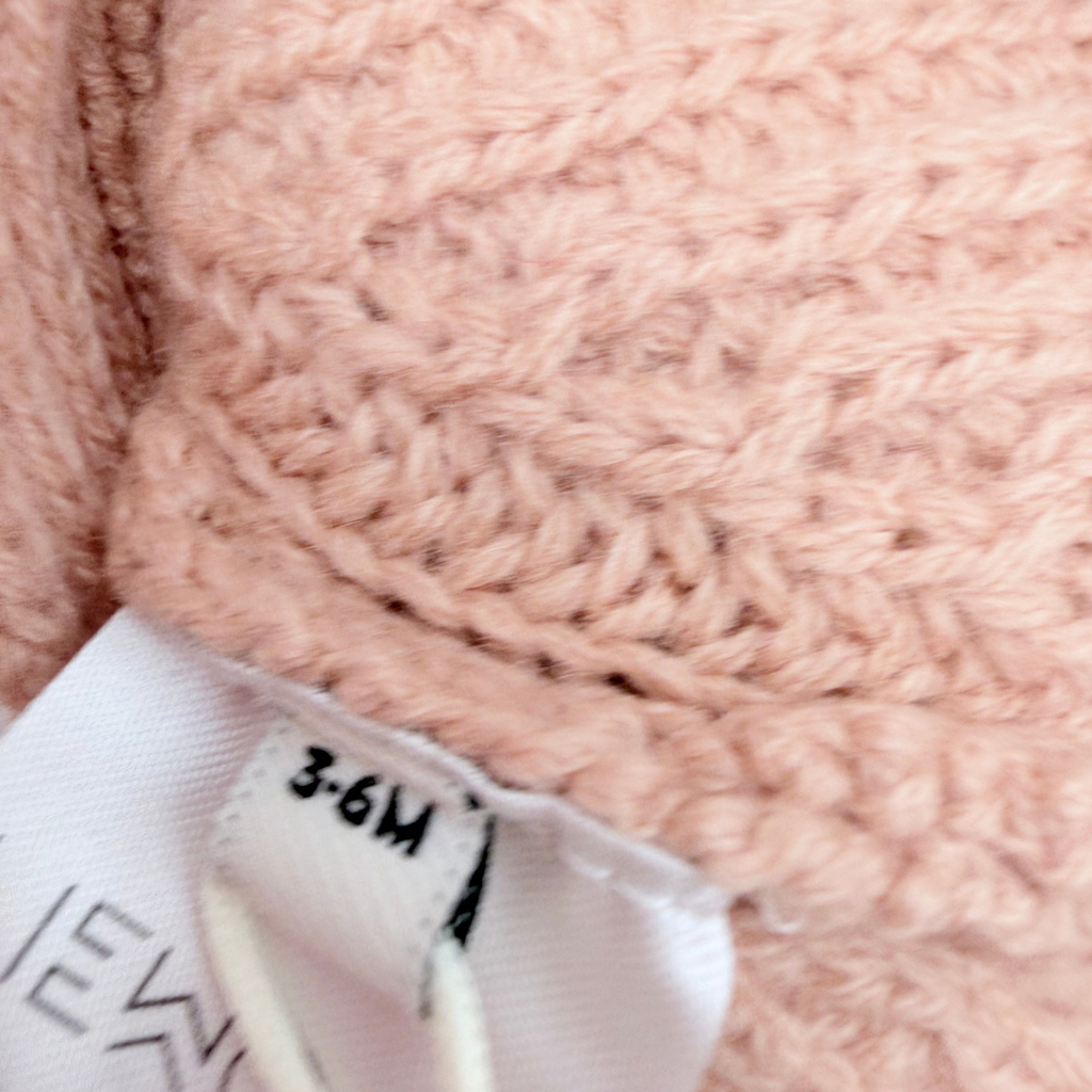 Bonnet rose en laine avec petites oreilles - 3-6 mois
