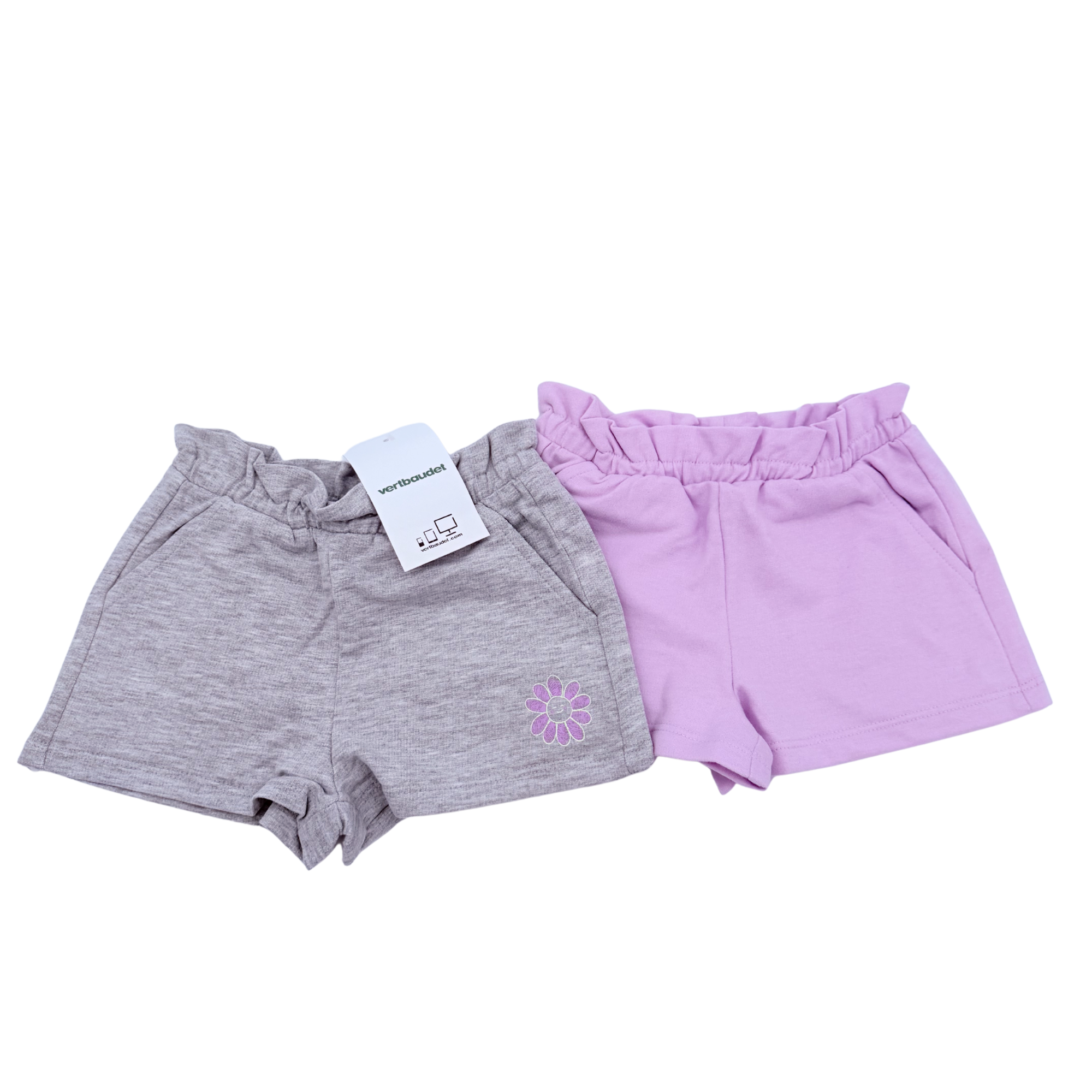 Lot de 2 shorts à volants violet et gris — 2 ans