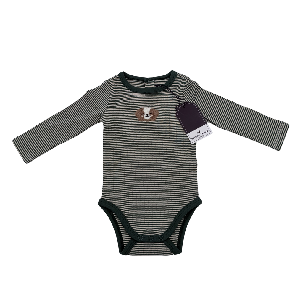 Body rayé manches longues chien brodé — 6 mois