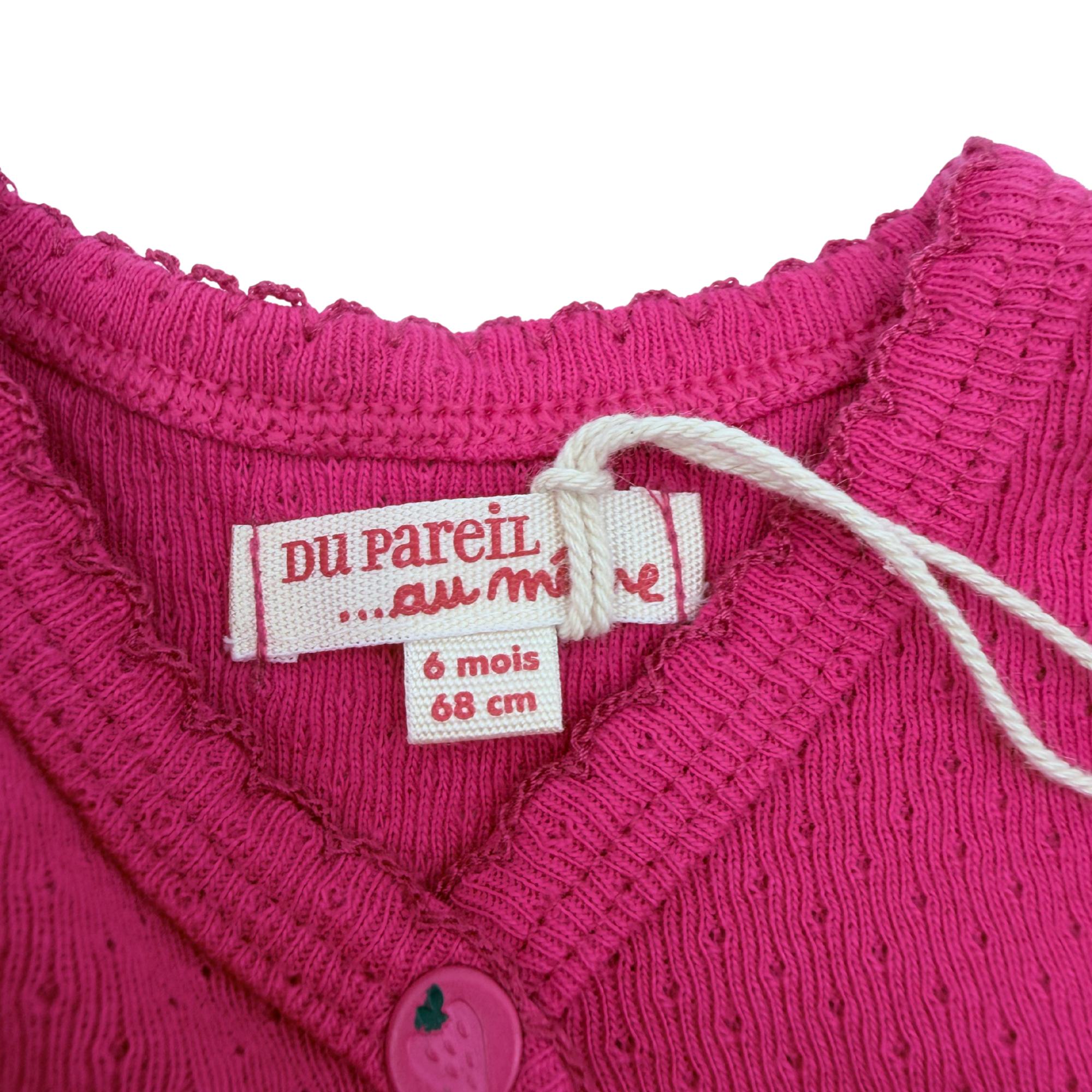 Gilet bébé fille fuchsia avec motif coccinelle - 6 mois