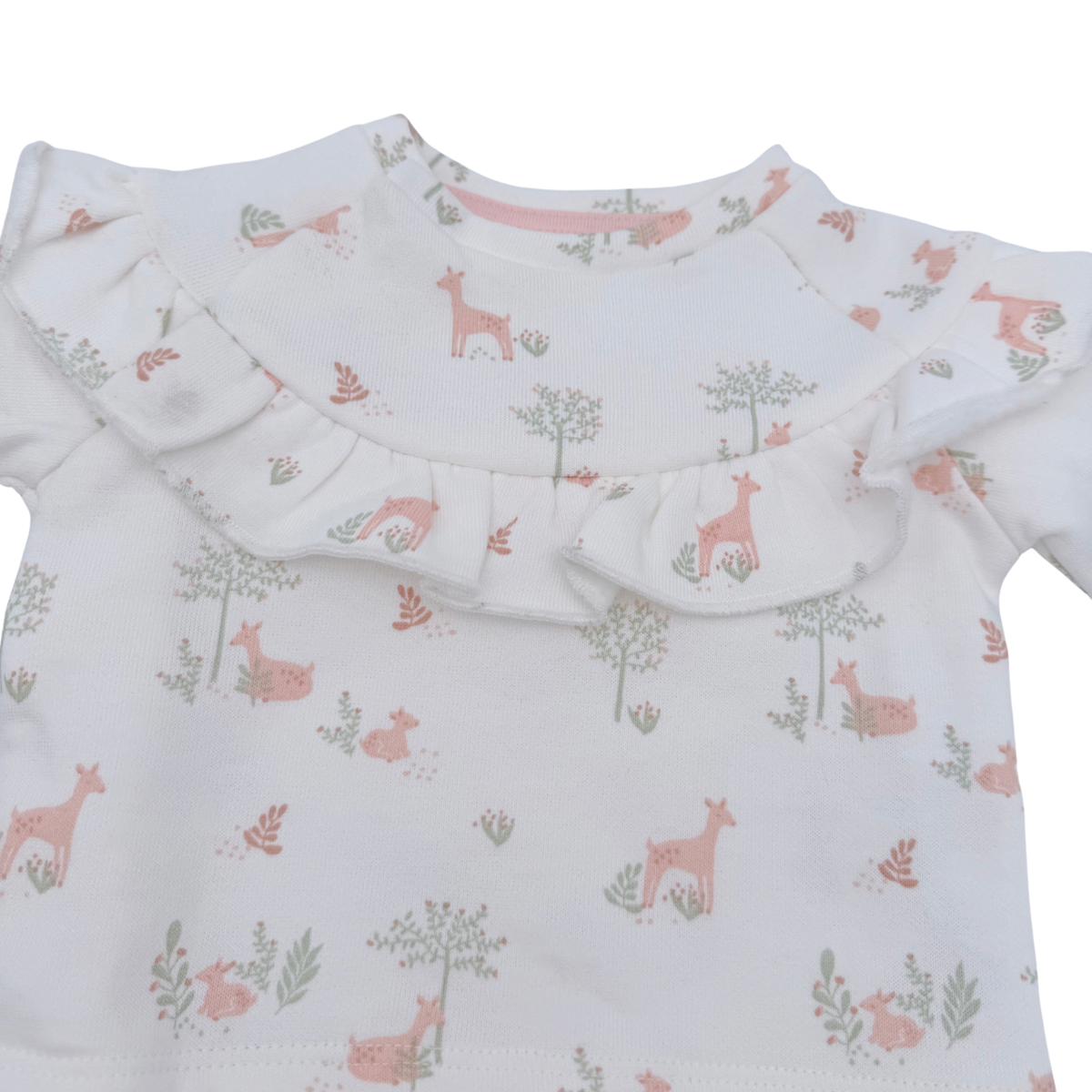 Ensemble bébé écru imprimé forêt avec col volanté - 1 mois