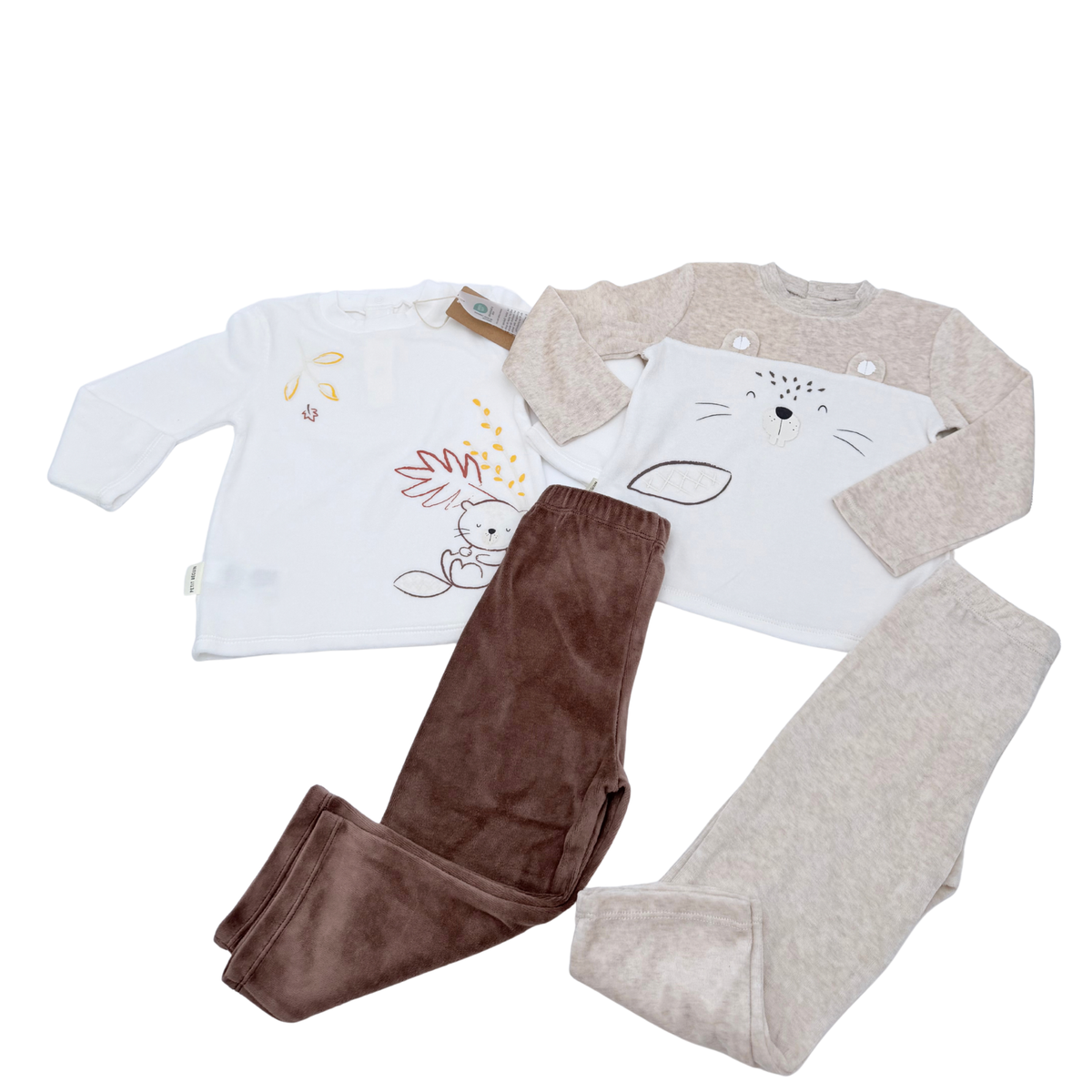 Lot de 2 pyjamas deux pièces en velours - 24 mois