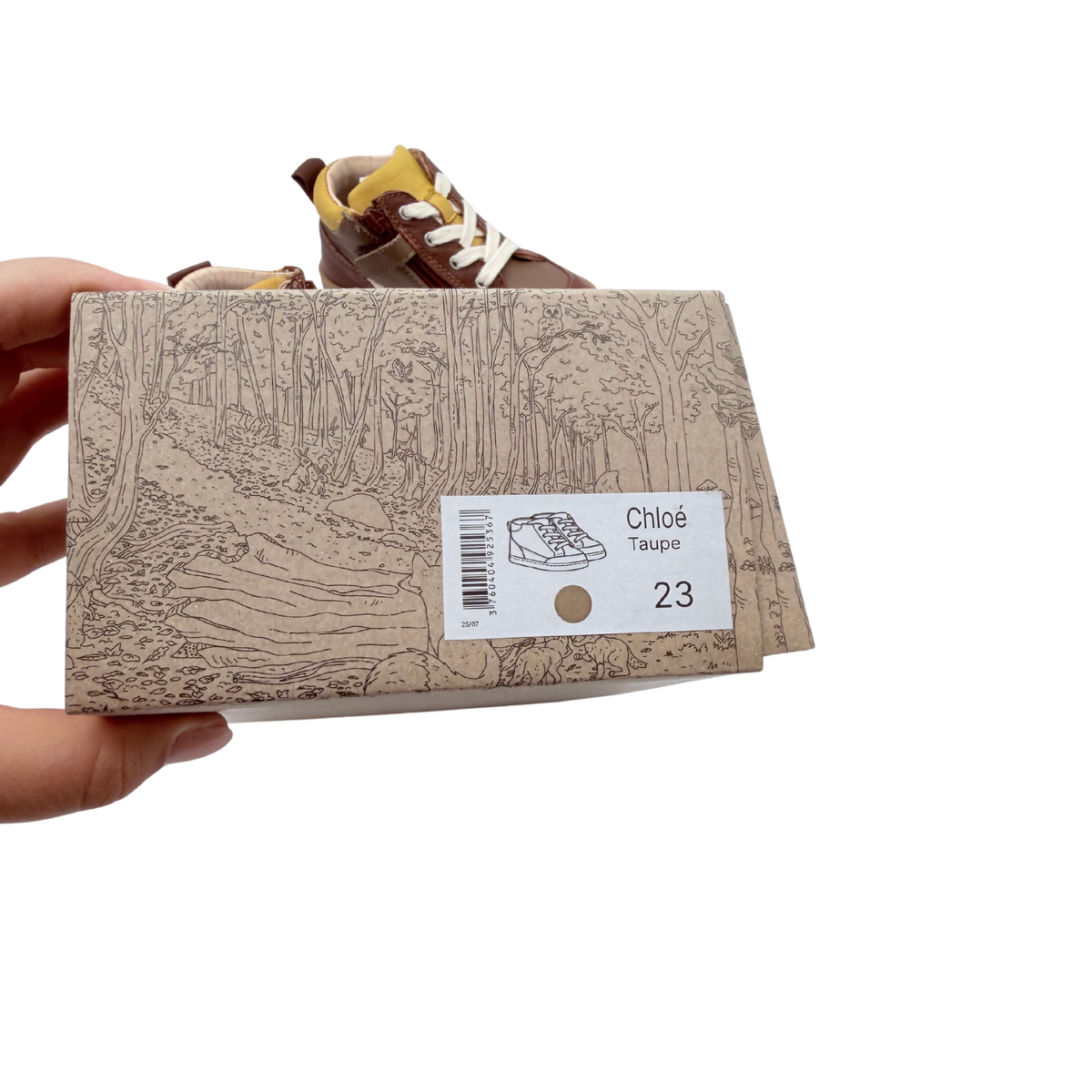 Baskets montantes premiers pas en cuir marron et jaune - 23