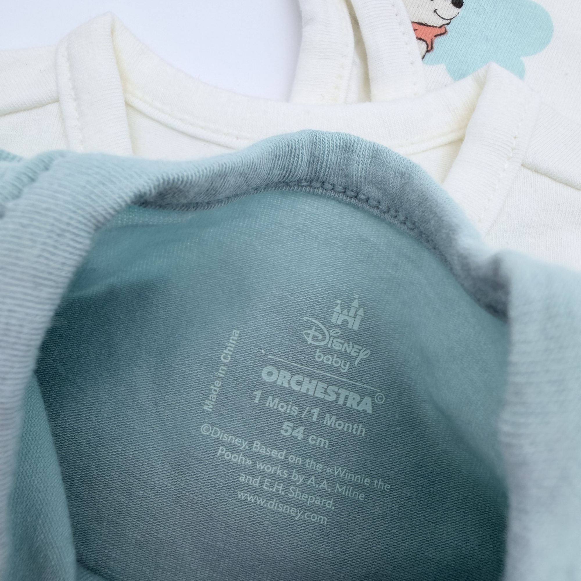 Lot de 3 bodies bébé bleu Winnie — 1 mois