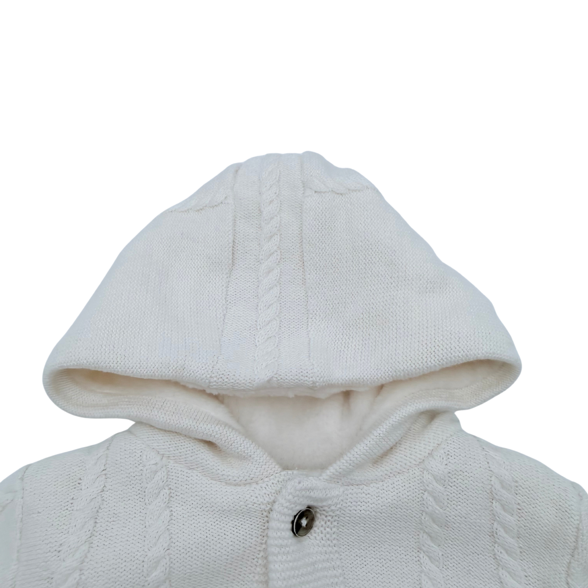 Manteau bébé en maille écrue à capuche - 3 mois