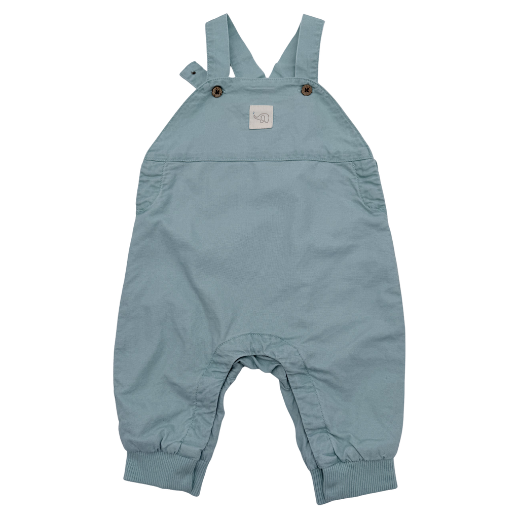 Ensemble salopette et t-shirt rayé vert d'eau - 3 mois
