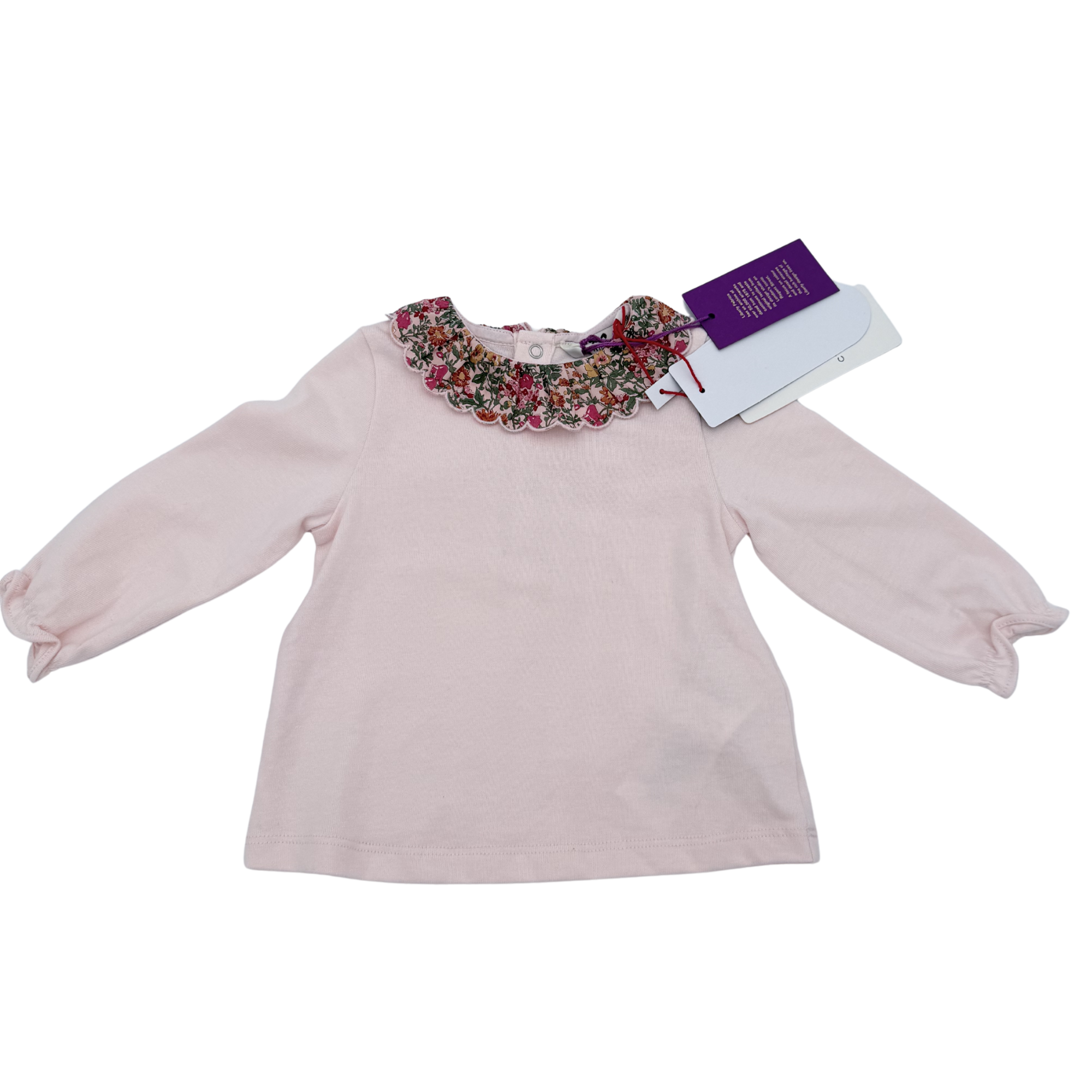 T-shirt rose col liberty — 6 mois