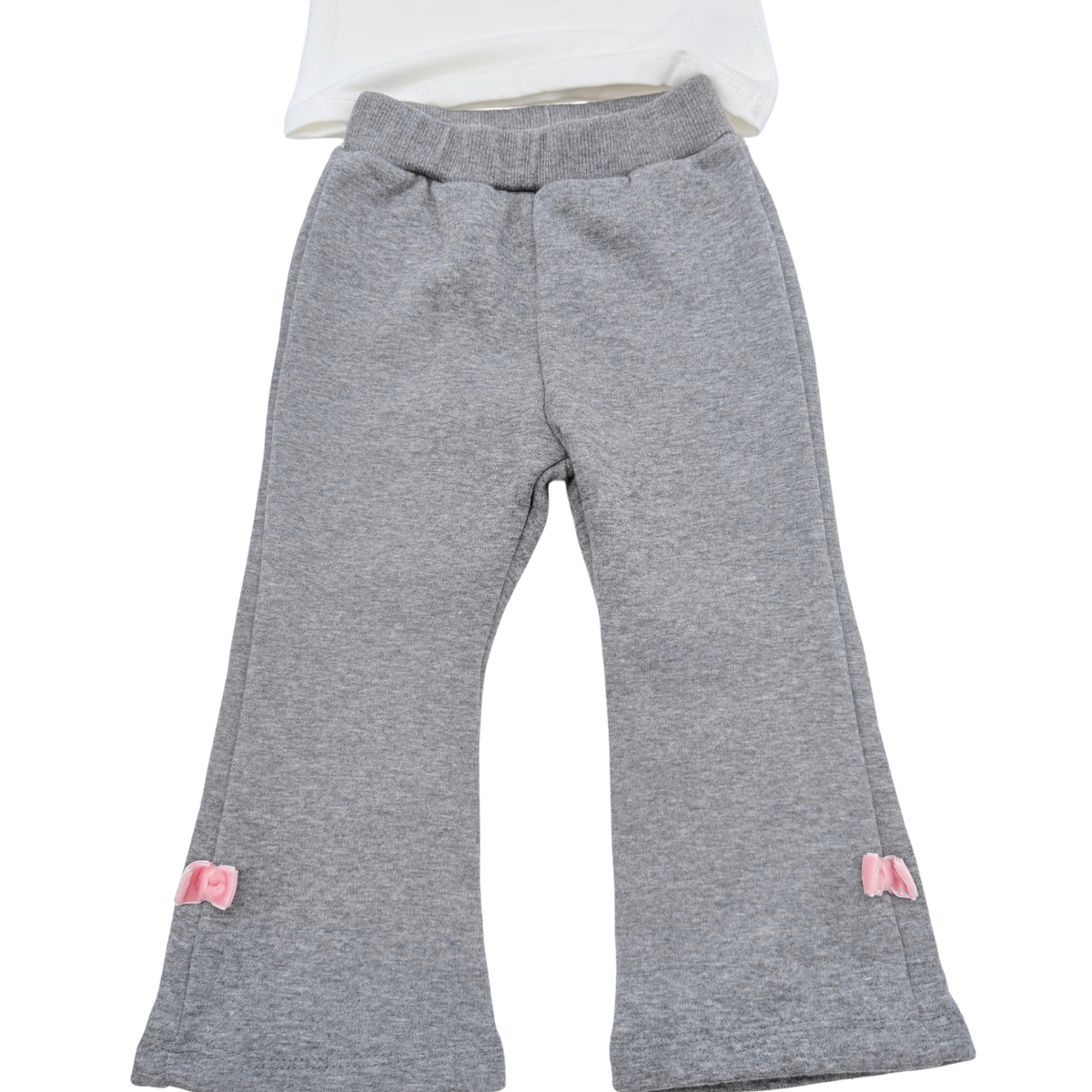 Ensemble blanc et gris avec pantalon évasé - 18 mois