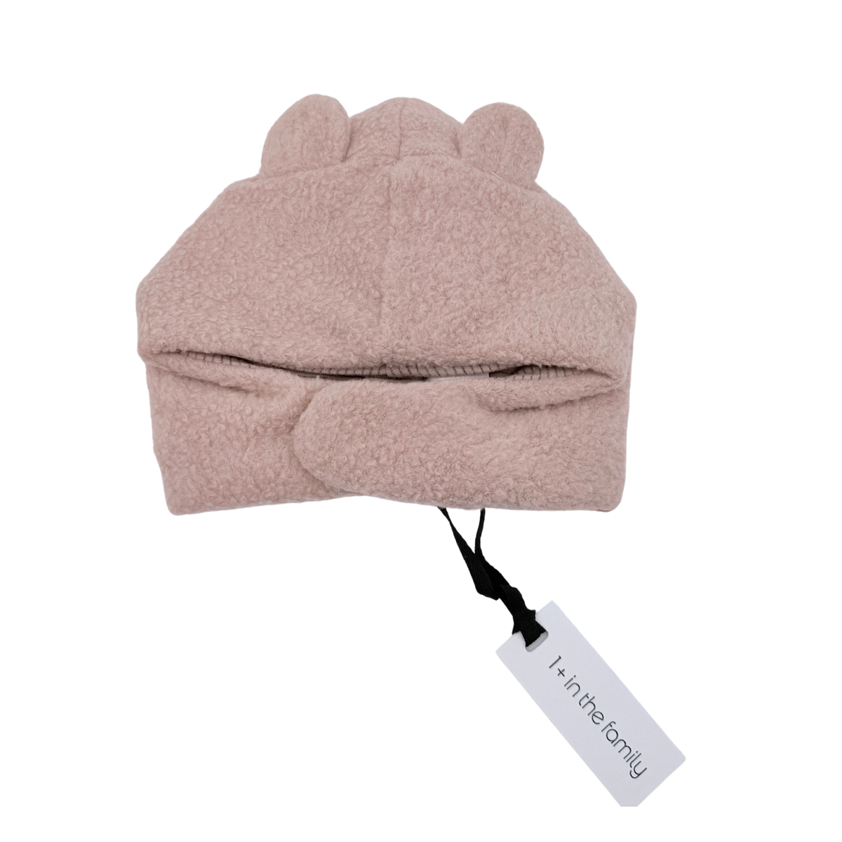 Bonnet rose effet bouclette avec oreilles - 1-3 mois