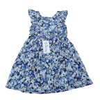 Robe à fleurs bleues à volants — 3-4 ans