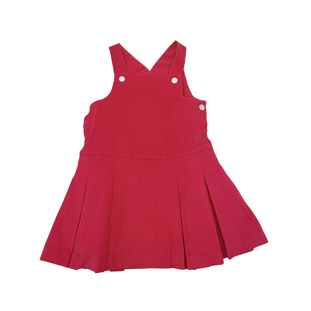 Robe salopette rouge plissée - 36 mois