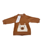 Sweat bébé marron à poche ours en sherpa - 3 mois