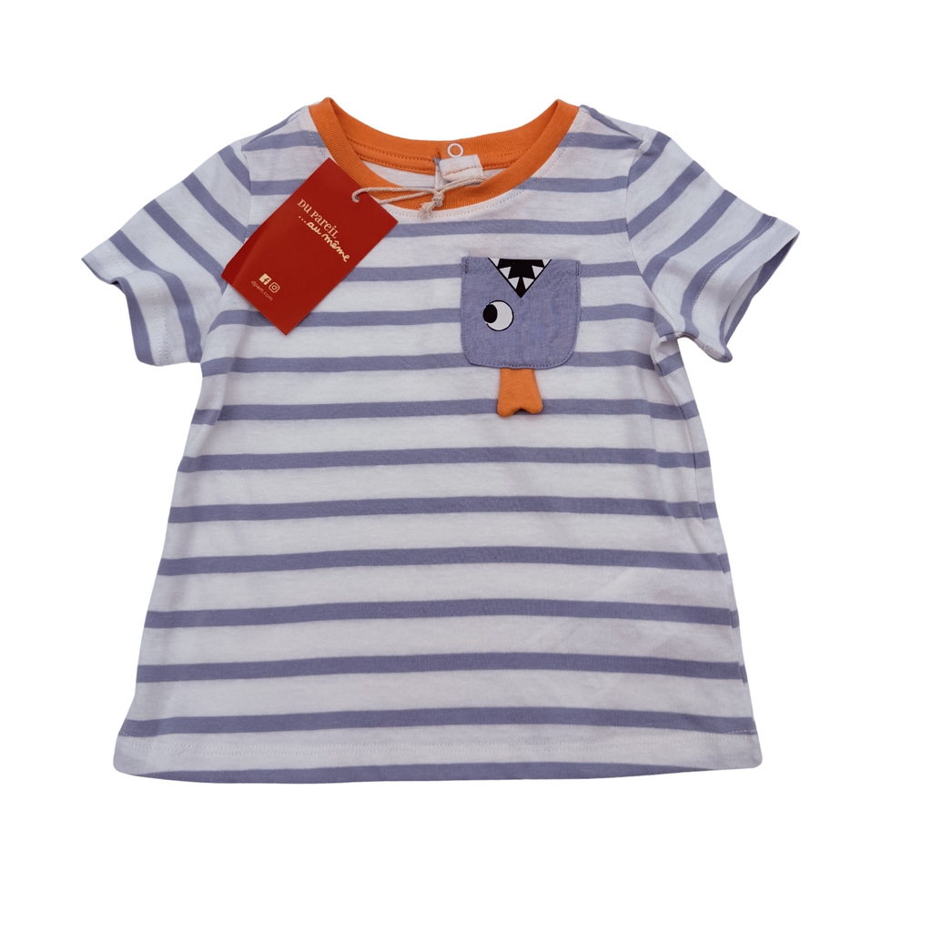 T-shirt rayé à motif oiseau — 18 mois
