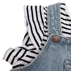 Robe salopette bébé en jean avec t-shirt rayé — 6 mois