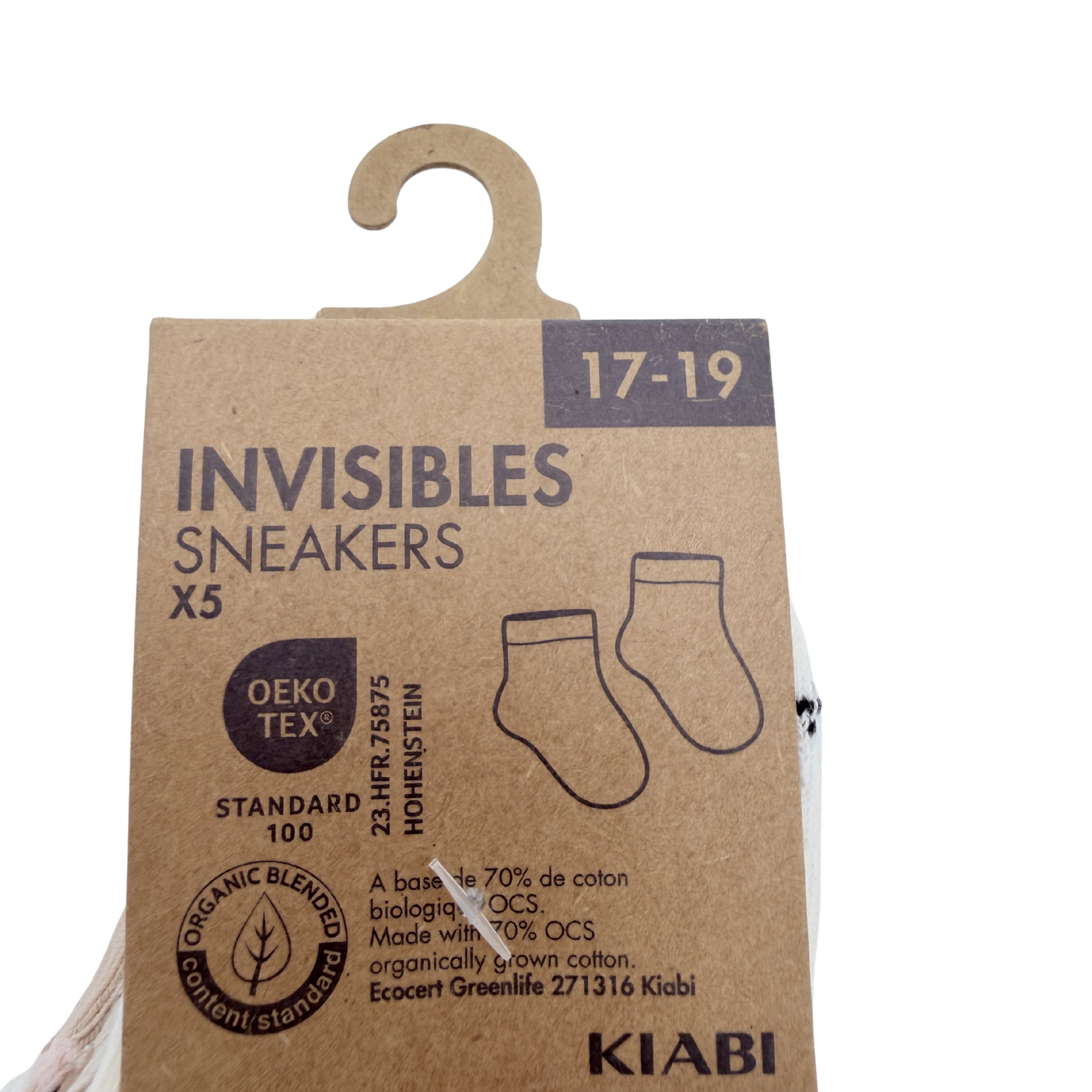 Lot de 5 paires de chaussettes invisibles bébé - 17-19