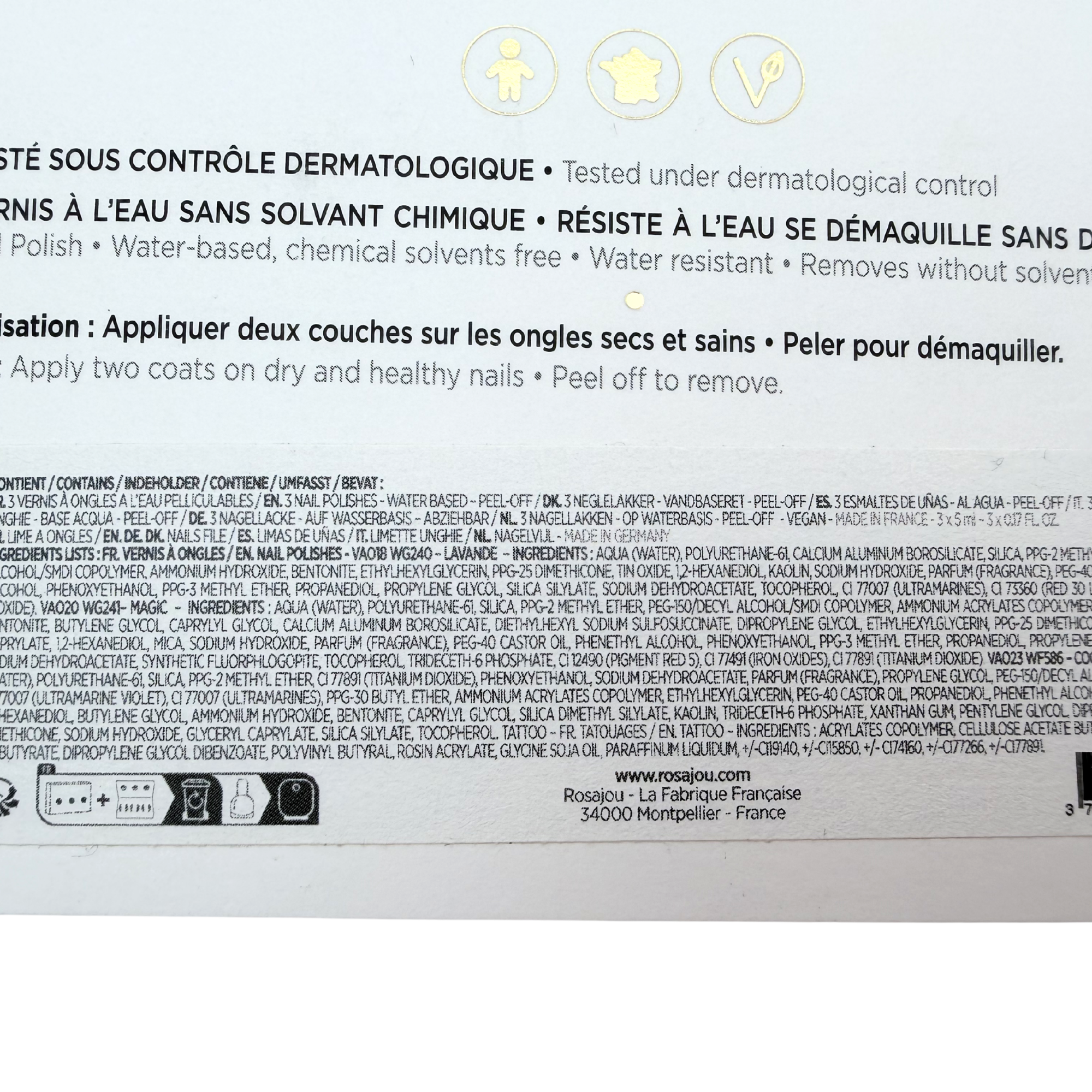 Coffret 3 vernis pelliculables
