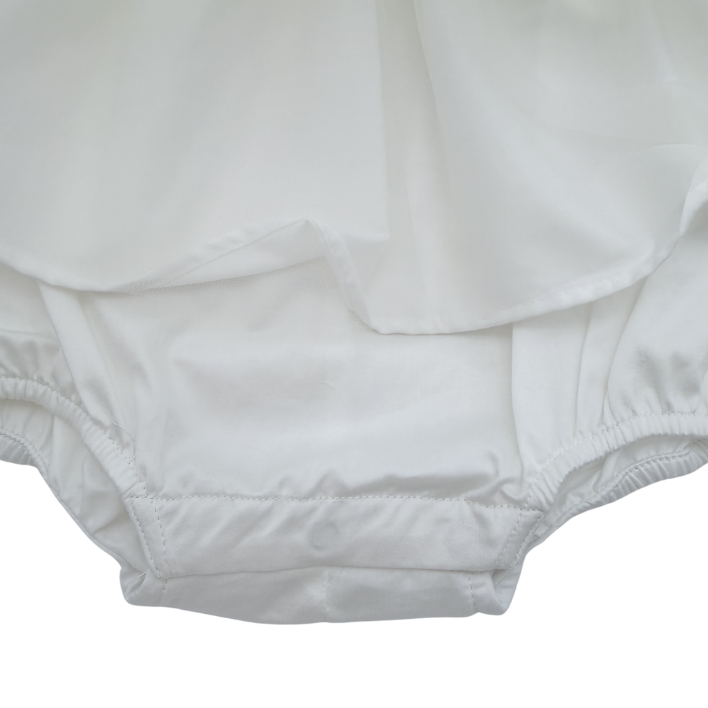 Robe de cérémonie bébé avec culotte intégrée écrue – 6 mois