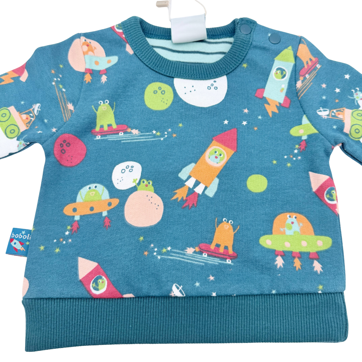 Ensemble bébé bleu imprimé espace - 1 mois