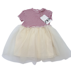 Robe bébé rayée avec jupe en tulle — 18 mois